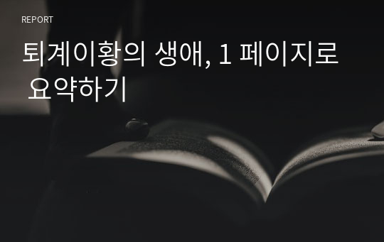 퇴계이황의 생애, 1 페이지로 요약하기