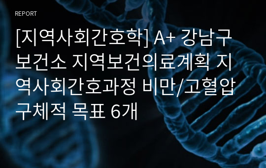 A+ 강남구 보건소 지역보건의료계획 지역사회간호과정 비만/고혈압 구체적 목표 6개