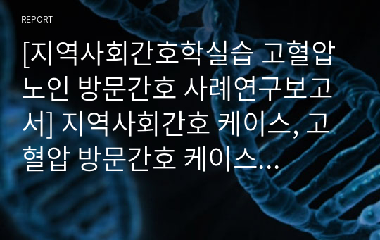 [지역사회간호학실습 고혈압 노인 방문간호 사례연구보고서] 지역사회간호 케이스, 고혈압 방문간호 케이스 간호진단 2개, 간호과정 1개