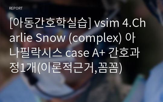 [아동간호학실습] vsim 4.Charlie Snow (complex) 아나필락시스 case A+ 간호과정1개(이론적근거,꼼꼼)