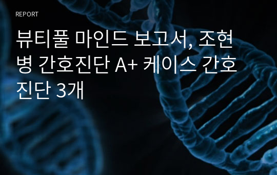 뷰티풀 마인드 보고서, 조현병 간호진단 A+ 케이스 간호진단 3개