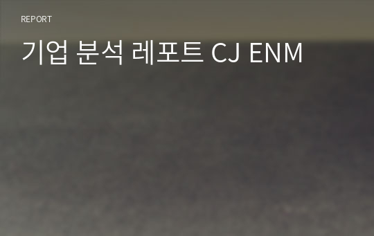 기업 분석 레포트 CJ ENM