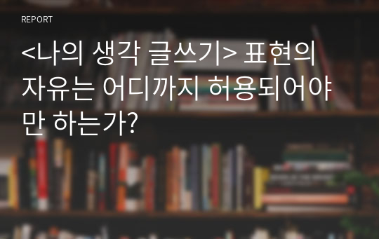 &lt;나의 생각 글쓰기&gt; 표현의 자유는 어디까지 허용되어야만 하는가?