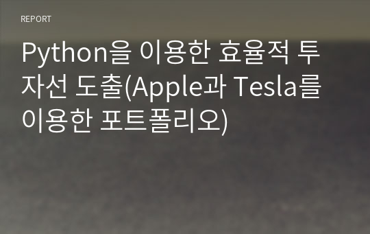 Python을 이용한 효율적 투자선 도출(Apple과 Tesla를 이용한 포트폴리오)