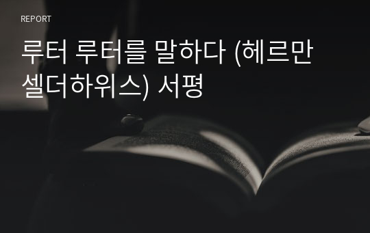 루터 루터를 말하다 (헤르만 셀더하위스) 서평