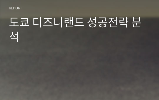 도쿄 디즈니랜드 성공전략 분석