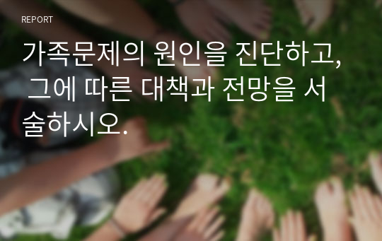 가족문제의 원인을 진단하고, 그에 따른 대책과 전망을 서술하시오.