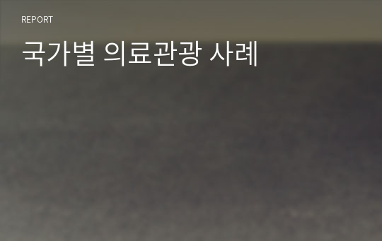 국가별 의료관광 사례