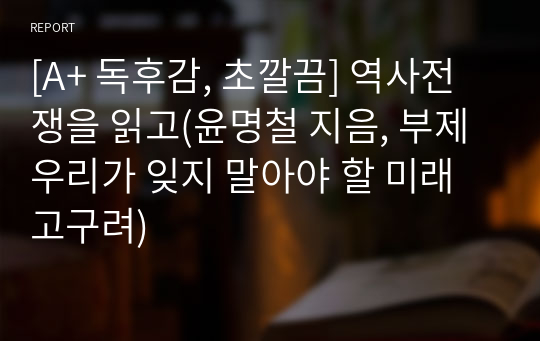 [A+ 독후감, 초깔끔] 역사전쟁을 읽고(윤명철 지음, 부제 우리가 잊지 말아야 할 미래 고구려)