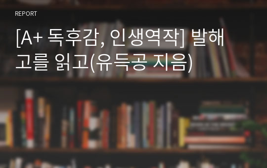 [A+ 독후감, 인생역작] 발해고를 읽고(유득공 지음)