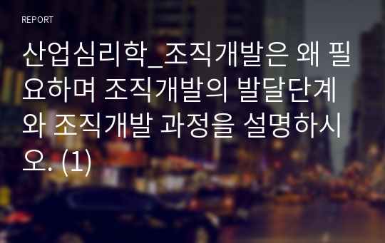 산업심리학_조직개발은 왜 필요하며 조직개발의 발달단계와 조직개발 과정을 설명하시오. (1)