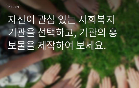 자신이 관심 있는 사회복지 기관을 선택하고, 기관의 홍보물을 제작하여 보세요.