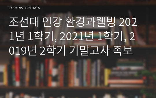 조선대 인강 환경과웰빙 2021년 1학기, 2021년 1학기, 2019년 2학기 기말고사 족보