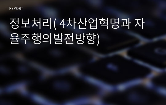 정보처리( 4차산업혁명과 자율주행의발전방향)