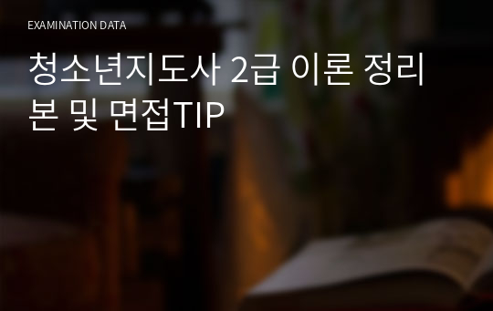 청소년지도사 2급 이론 정리본 및 면접TIP