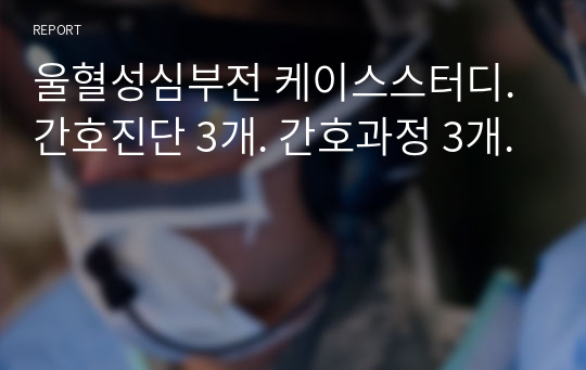 울혈성심부전 케이스스터디. 간호진단 3개. 간호과정 3개.