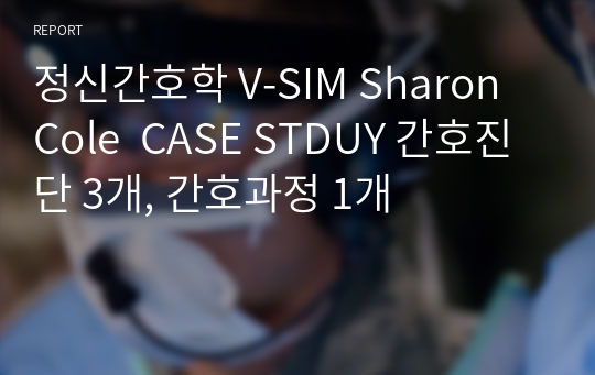 정신간호학 V-SIM Sharon Cole  CASE STDUY 간호진단 3개, 간호과정 1개
