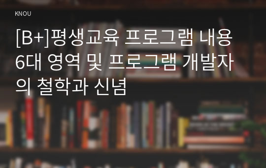 [B+]평생교육 프로그램 내용 6대 영역 및 프로그램 개발자의 철학과 신념