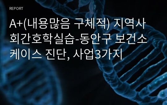 A+(내용많음 구체적) 지역사회간호학실습-동안구 보건소 케이스 진단, 사업3가지