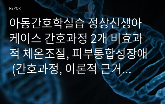 아동간호학실습 정상신생아 케이스 간호과정 2개 비효과적 체온조절, 피부통합성장애 (간호과정, 이론적 근거, 투약, 문헌고찰)