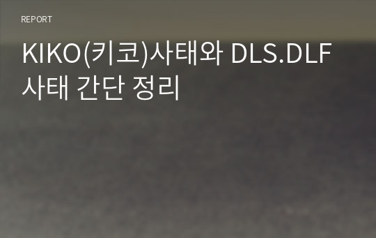 KIKO(키코)사태와 DLS.DLF사태 간단 정리