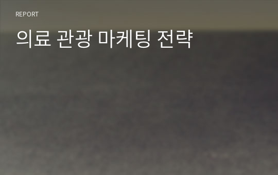 의료 관광 마케팅 전략