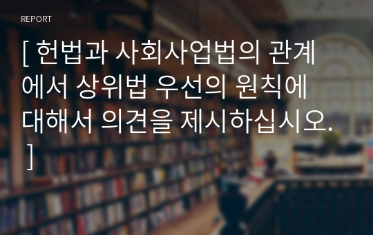 [ 헌법과 사회사업법의 관계에서 상위법 우선의 원칙에 대해서 의견을 제시하십시오. ]