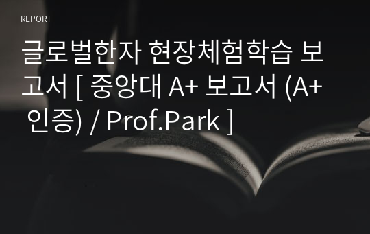 글로벌한자 현장체험학습 보고서 [ 중앙대 A+ 보고서 (A+ 인증) / Prof.Park ]