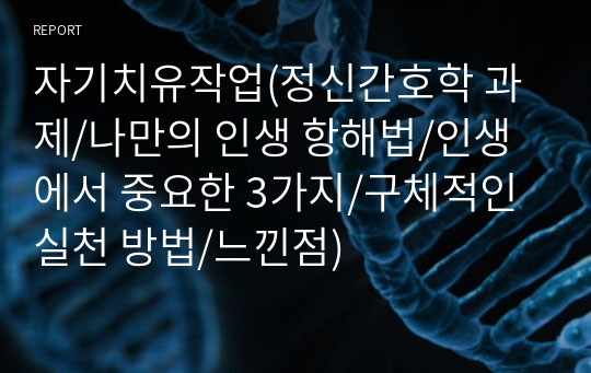 자기치유작업(정신간호학 과제/나만의 인생 항해법/인생에서 중요한 3가지/구체적인 실천 방법/느낀점)