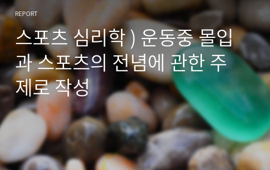 스포츠 심리학 ) 운동중 몰입과 스포츠의 전념에 관한 주제로 작성