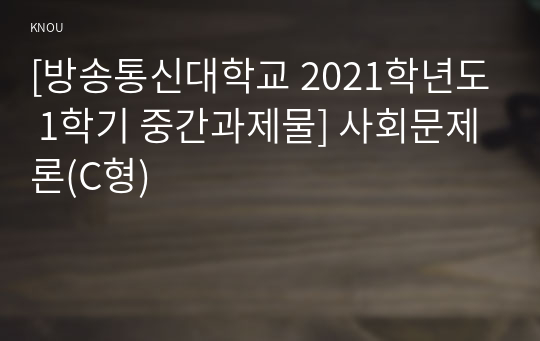 [방송통신대학교 2021학년도 1학기 중간과제물] 사회문제론(C형)