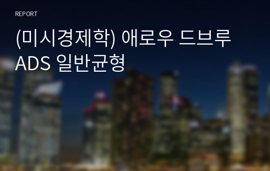 (미시경제학) 애로우 드브루 ADS 일반균형