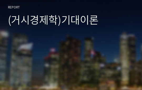 (거시경제학)기대이론