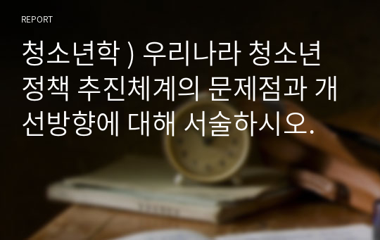 청소년학 ) 우리나라 청소년정책 추진체계의 문제점과 개선방향에 대해 서술하시오.