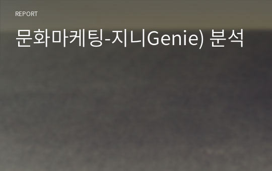 문화마케팅-지니Genie) 분석