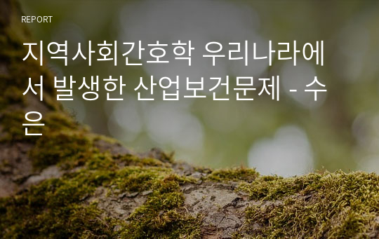 지역사회간호학 우리나라에서 발생한 산업보건문제 - 수은