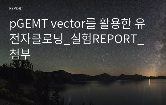 pGEMT vector를 활용한 유전자클로닝_실험REPORT_첨부