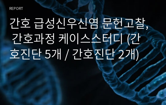 간호 급성신우신염 문헌고찰, 간호과정 케이스스터디 (간호진단 5개 / 간호진단 2개)