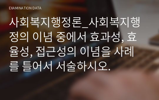 사회복지행정론_사회복지행정의 이념 중에서 효과성, 효율성, 접근성의 이념을 사례를 틀어서 서술하시오.