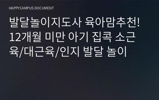 발달놀이지도사 육아맘추천! 12개월 미만 아기 집콕 소근육/대근육/인지 발달 놀이