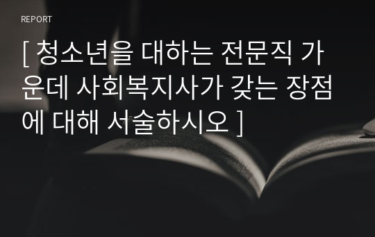 [ 청소년을 대하는 전문직 가운데 사회복지사가 갖는 장점에 대해 서술하시오 ]