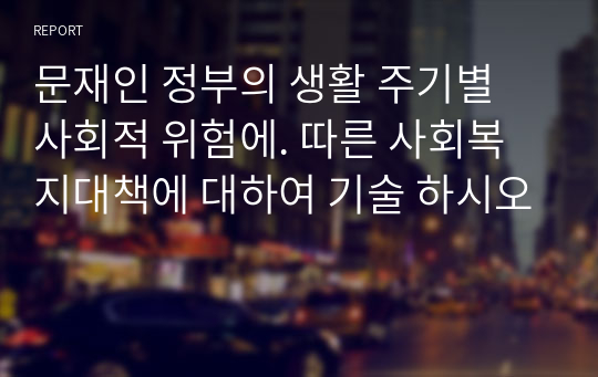 문재인 정부의 생활 주기별 사회적 위험에. 따른 사회복지대책에 대하여 기술 하시오