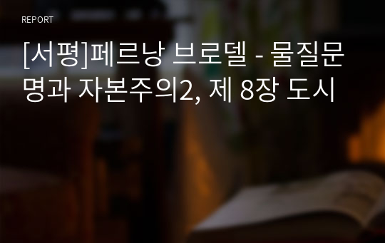 [서평]페르낭 브로델 - 물질문명과 자본주의2, 제 8장 도시