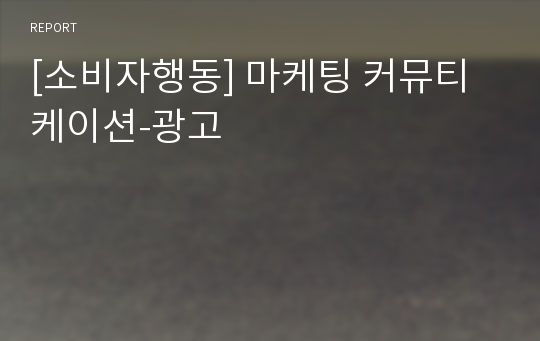 [소비자행동] 마케팅 커뮤티케이션-광고