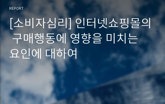 [소비자심리] 인터넷쇼핑몰의 구매행동에 영향을 미치는 요인에 대하여