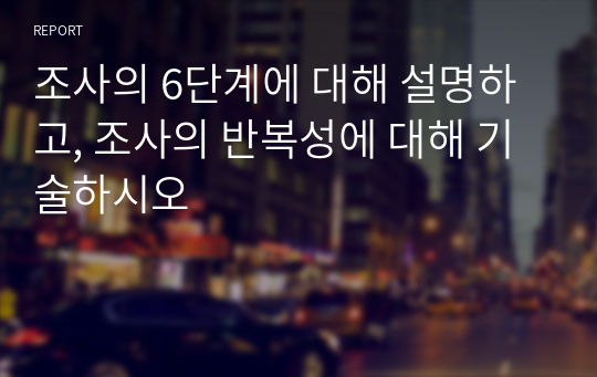 조사의 6단계에 대해 설명하고, 조사의 반복성에 대해 기술하시오