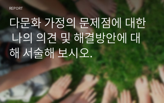 다문화 가정의 문제점에 대한 나의 의견 및 해결방안에 대해 서술해 보시오.