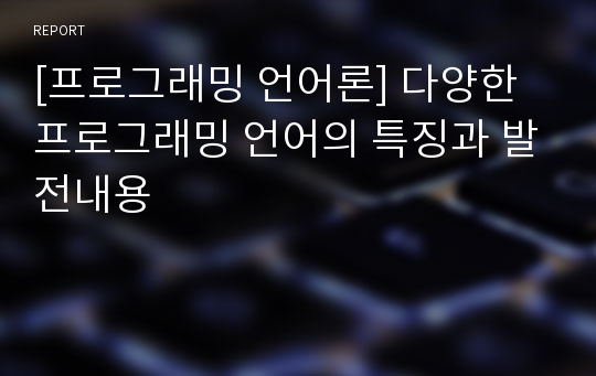 [프로그래밍 언어론] 다양한 프로그래밍 언어의 특징과 발전내용