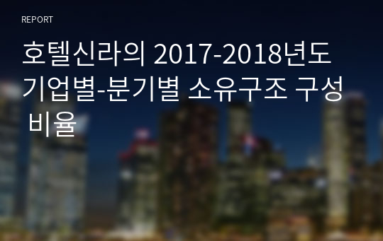 호텔신라의 2017-2018년도 기업별-분기별 소유구조 구성 비율