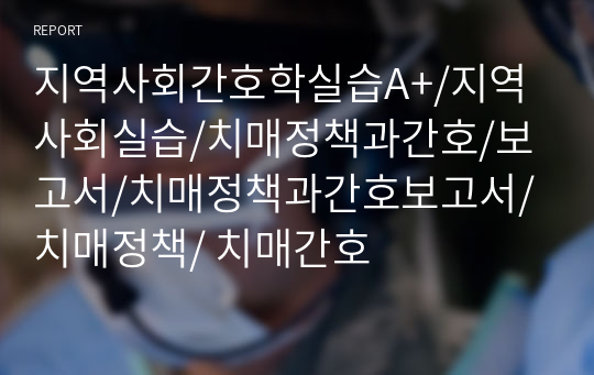 지역사회간호학실습A+/지역사회실습/치매정책과간호/보고서/치매정책과간호보고서/치매정책/ 치매간호